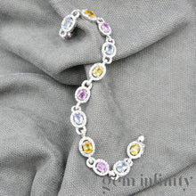 Upload image to gallery, White gold bracelet, colored sapphires and diamonds

