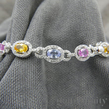 Upload image to gallery, White gold bracelet, colored sapphires and diamonds
