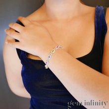 Upload image to gallery, White gold bracelet, colored sapphires and diamonds
