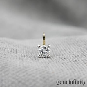 Collier solitaire diamant or jaune et gris