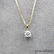 Charger l&#39;image dans la galerie, Collier solitaire diamant or jaune et gris
