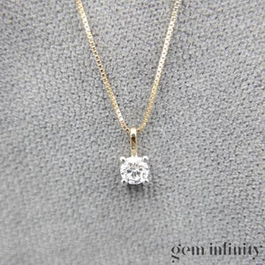 Collier solitaire diamant or jaune et gris