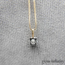 Charger l&#39;image dans la galerie, Collier solitaire diamant or jaune et gris
