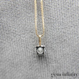Collier solitaire diamant or jaune et gris
