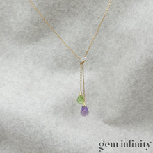 Charger l&#39;image dans la galerie, Collier or, briolettes améthyste péridot et diamants
