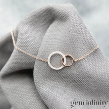 Upload image to gallery, Pink gold and diamonds intertwined circles bracelet
