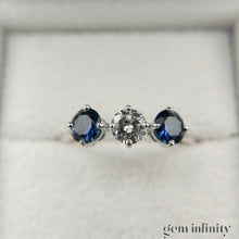 Upload image to gallery, White gold, diamond and sapphire ring
